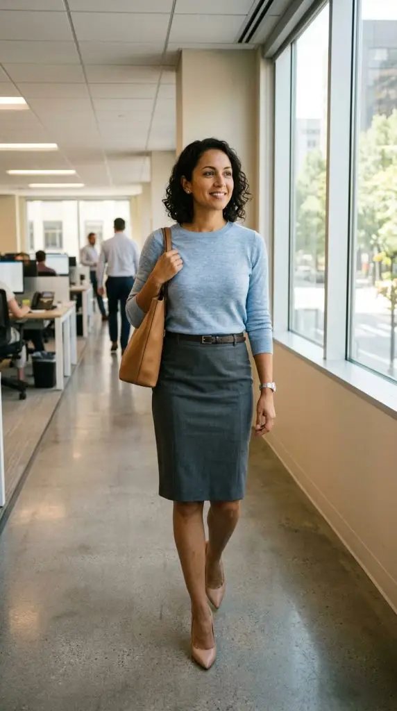 Pencil Skirt and Lightweight Sweater