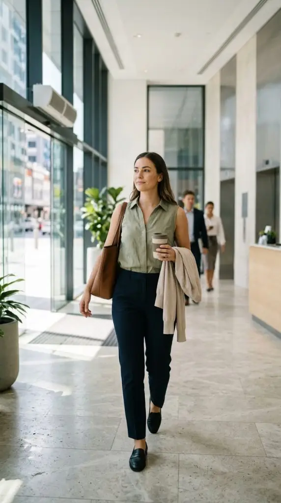 Sleeveless Blouse and Lightweight Cardigan