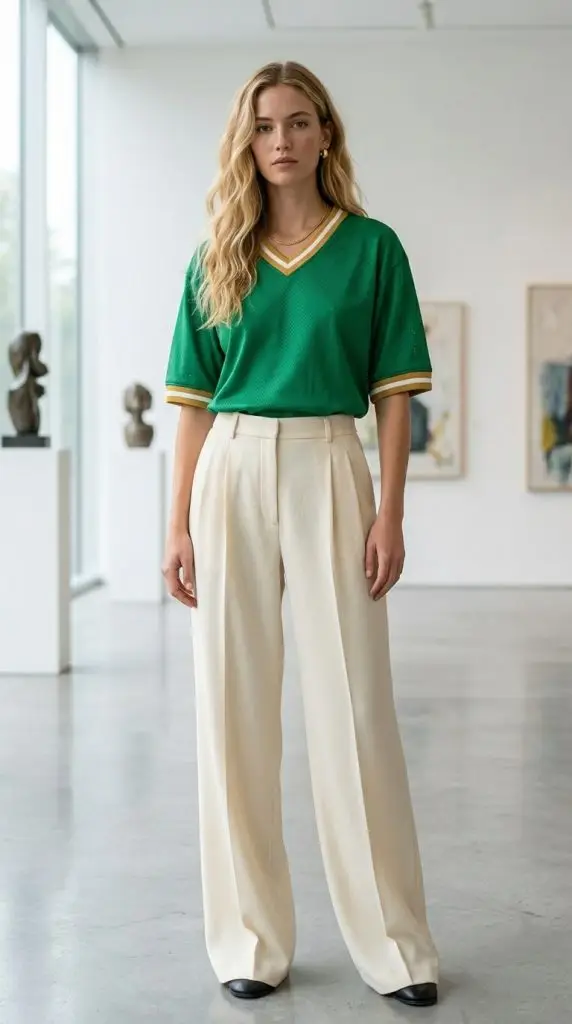 Soccer Jersey with Wide-Leg Trousers