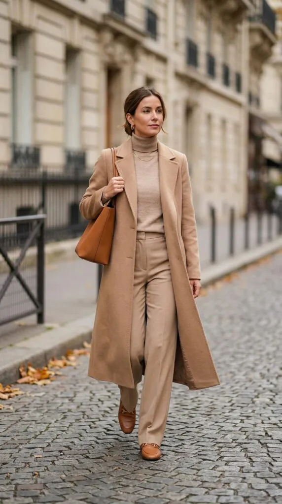 Wear a Long Coat Over a Monochrome Outfit