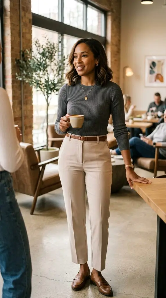 Knit Top and Tailored Trousers