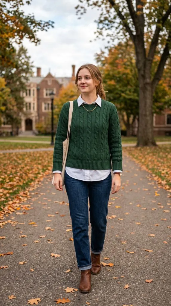 Layer a White Shirt Under a Sweater