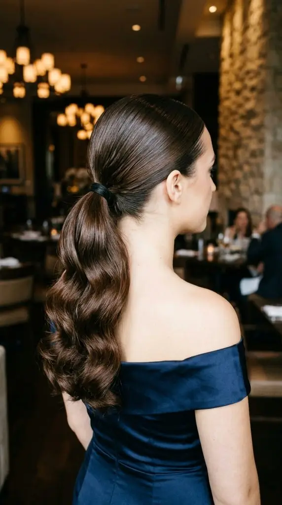 Low Ponytail with Wet Waves