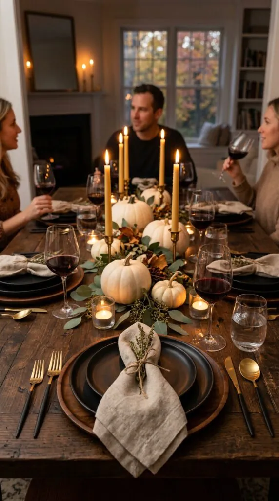 Neutral Halloween Table Setting
