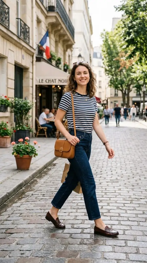 Striped Tee and Cropped Jeans