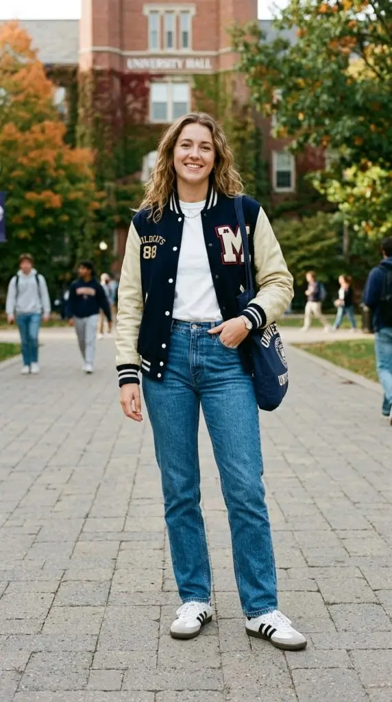 Varsity Jacket with Denim