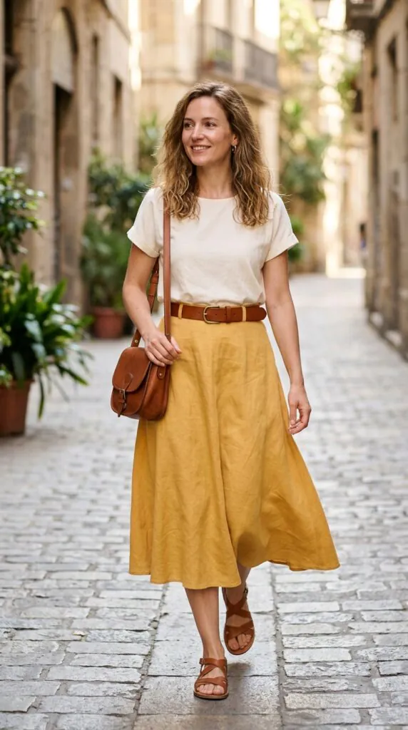 Butter Yellow With Brown Accessories