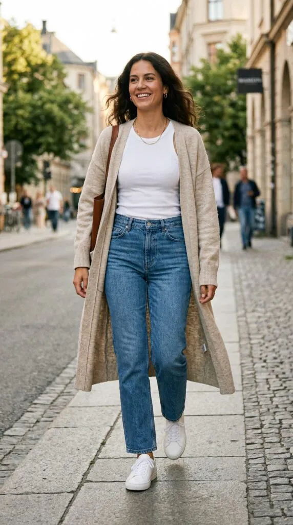 Cardigan with Straight-Leg Jeans