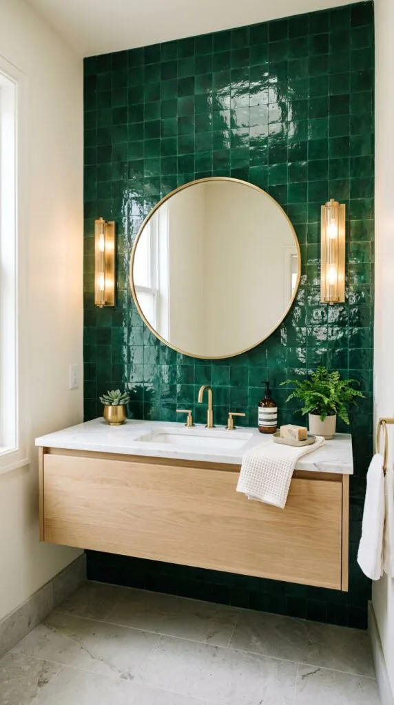 Deep Emerald Green Backsplash