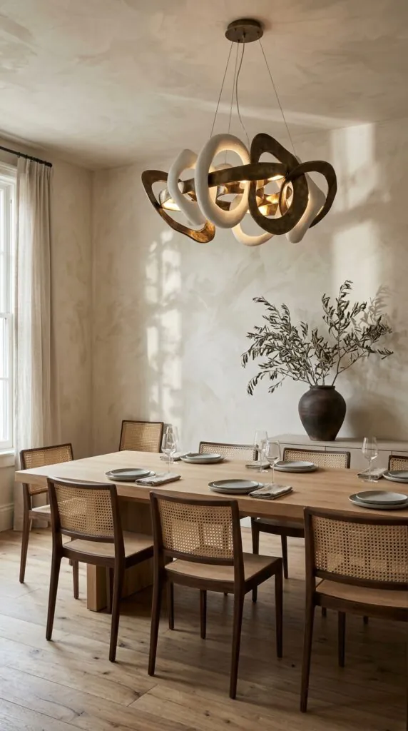 Elegant Limewash With Statement Lighting