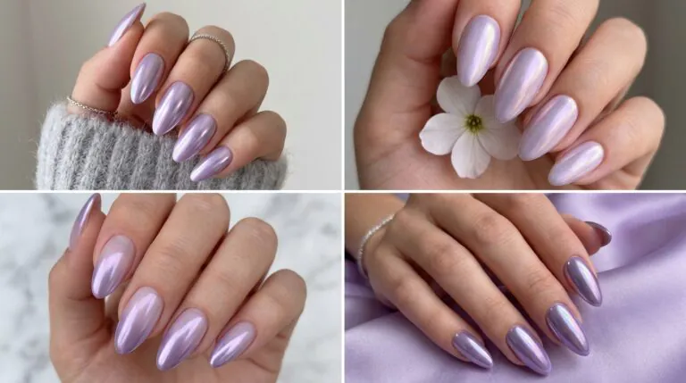 Lavender Chrome Almond Nail Ideas