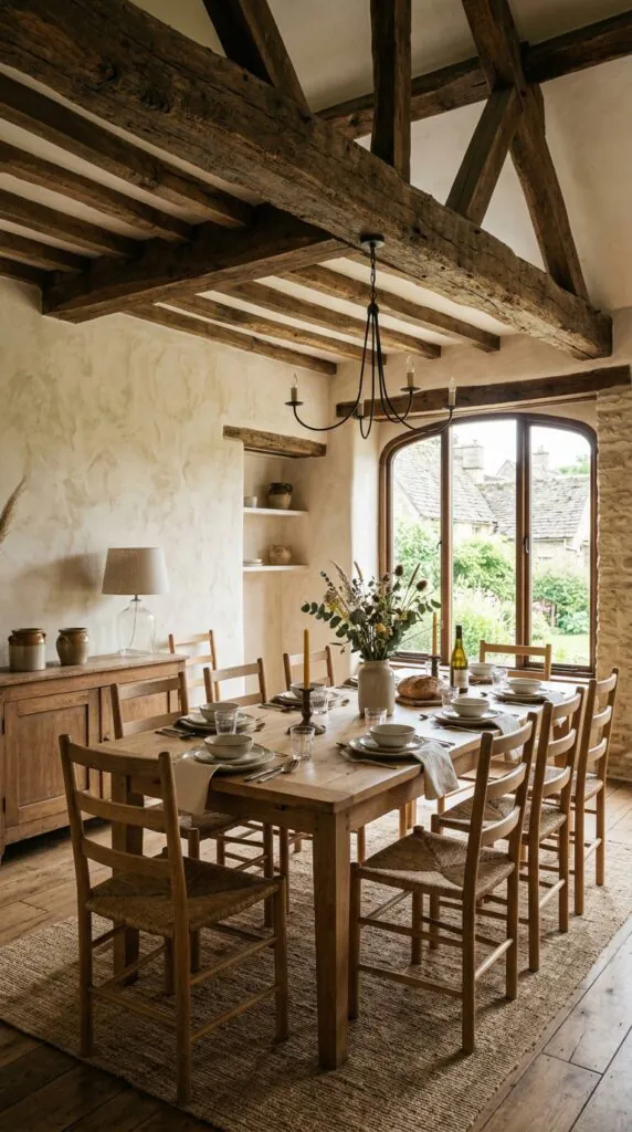 Limewash With Exposed Wood Beams