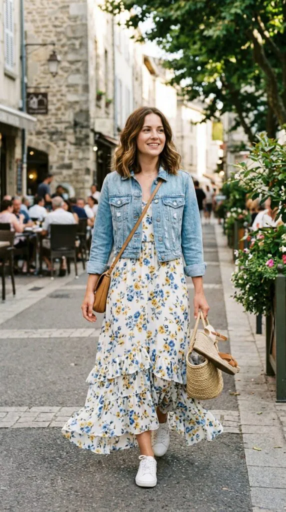 Maxi Dress with a Denim Jacket