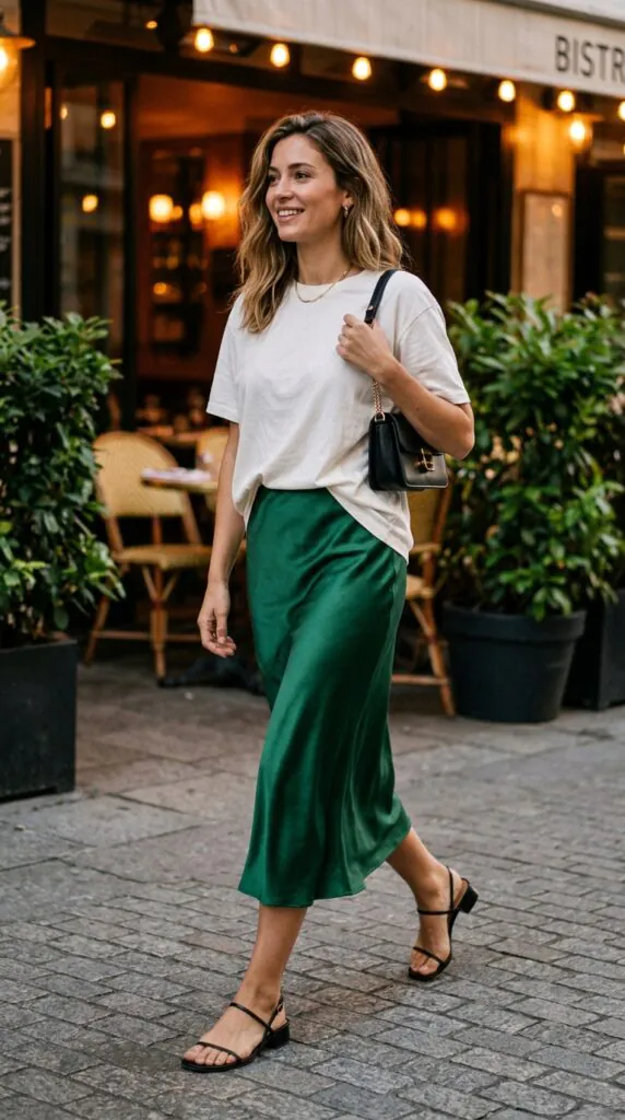 White T-Shirt + Slip Skirt