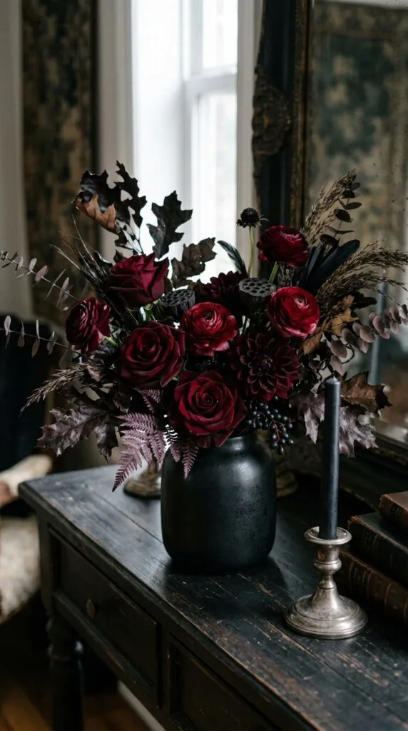 Black and Burgundy Wreath