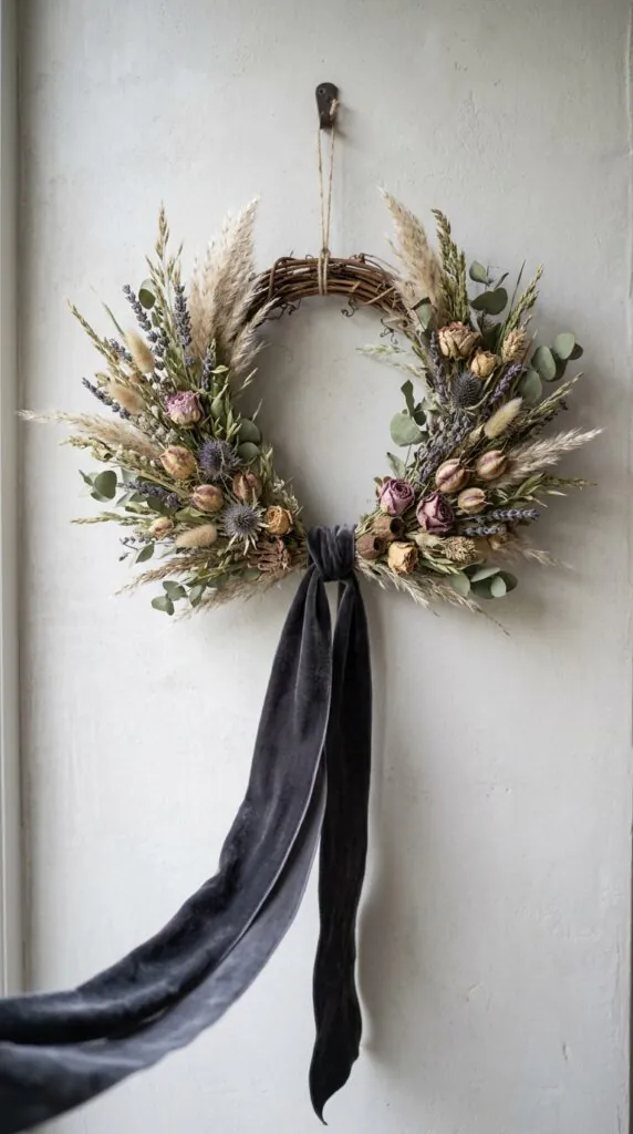 Dried Flower and Ribbon Wreath