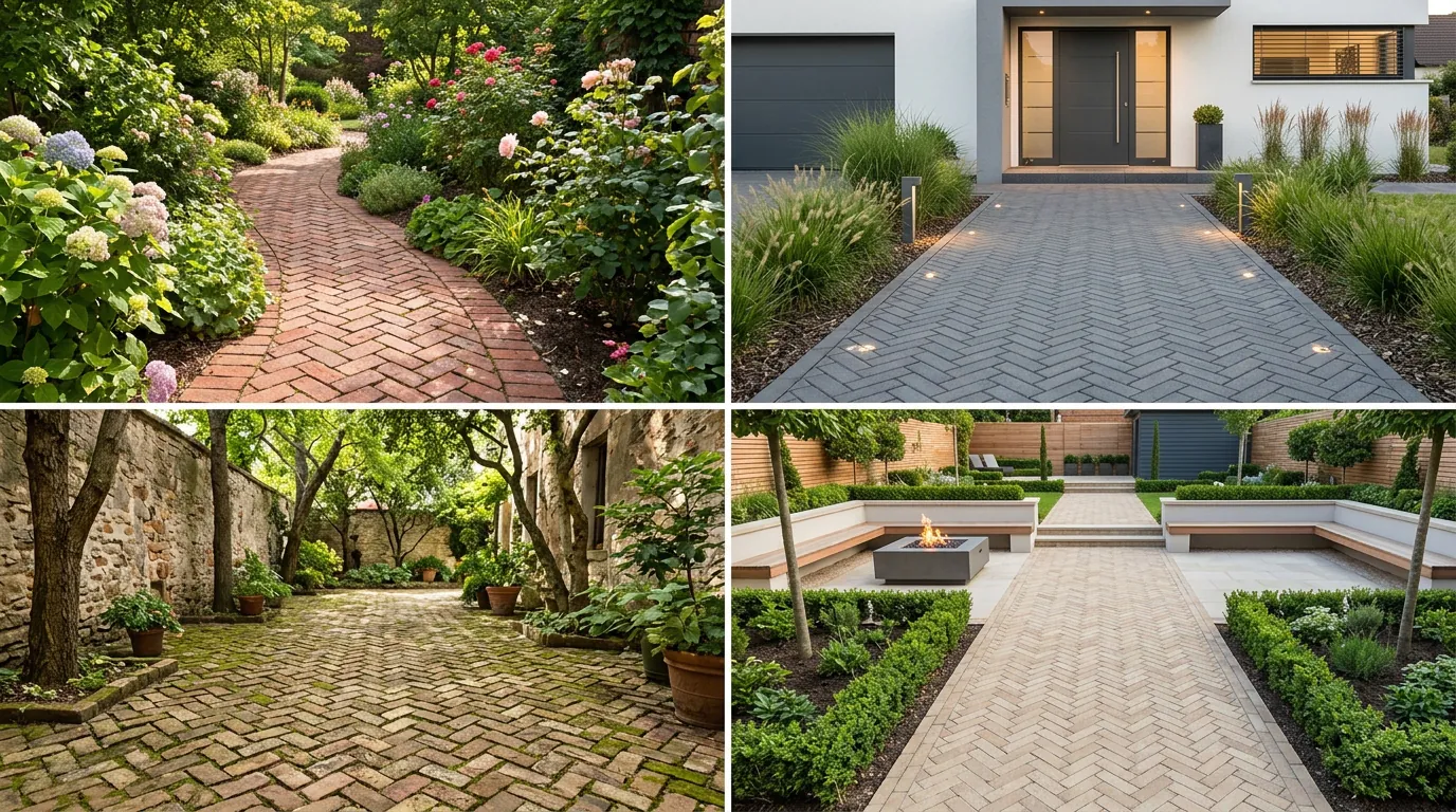 Herringbone Brick Pathway Ideas