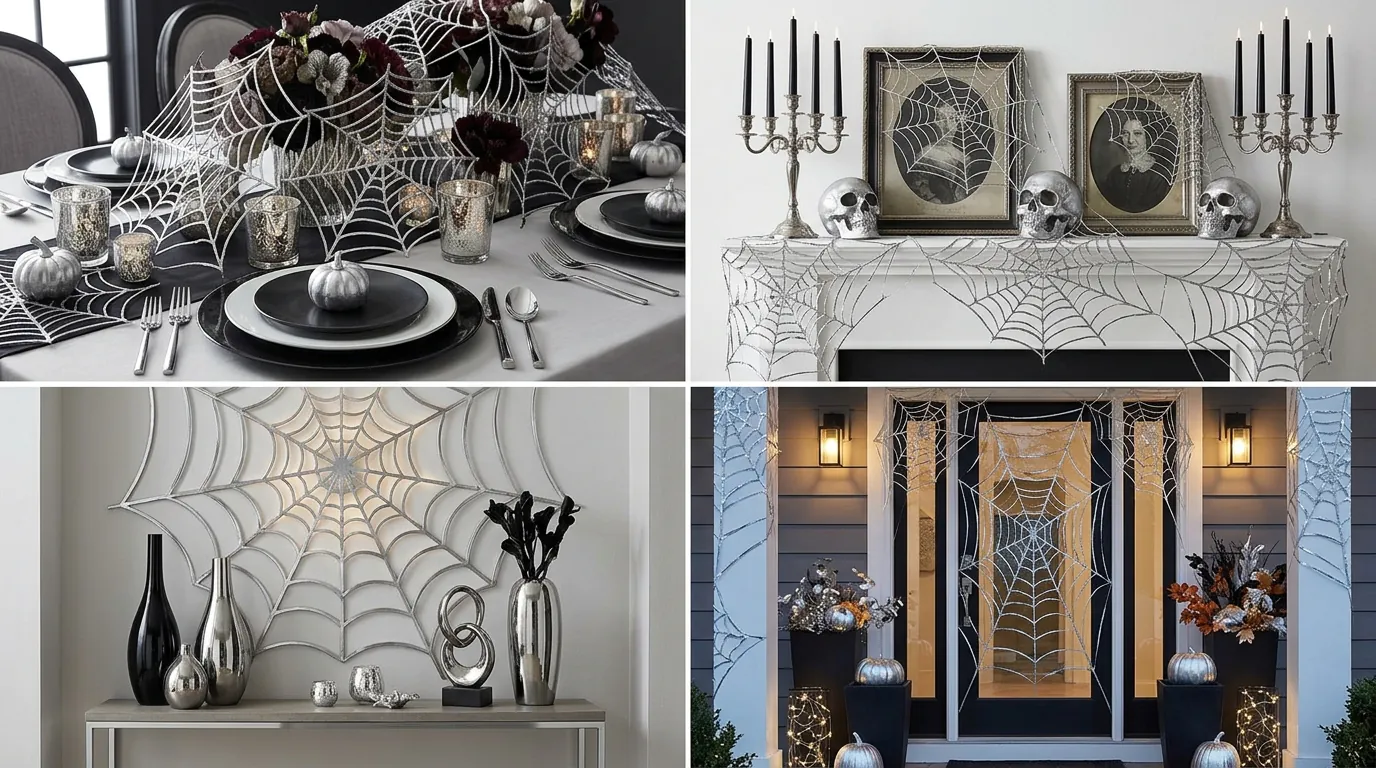 Metallic Silver Spider Web Decor Ideas