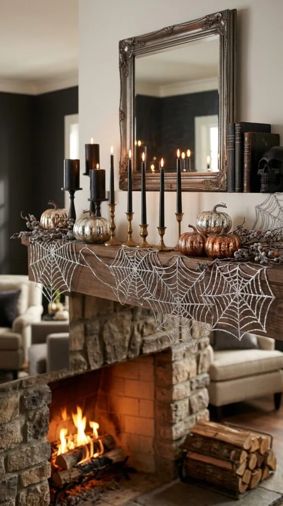 Metallic Web Fireplace Mantel