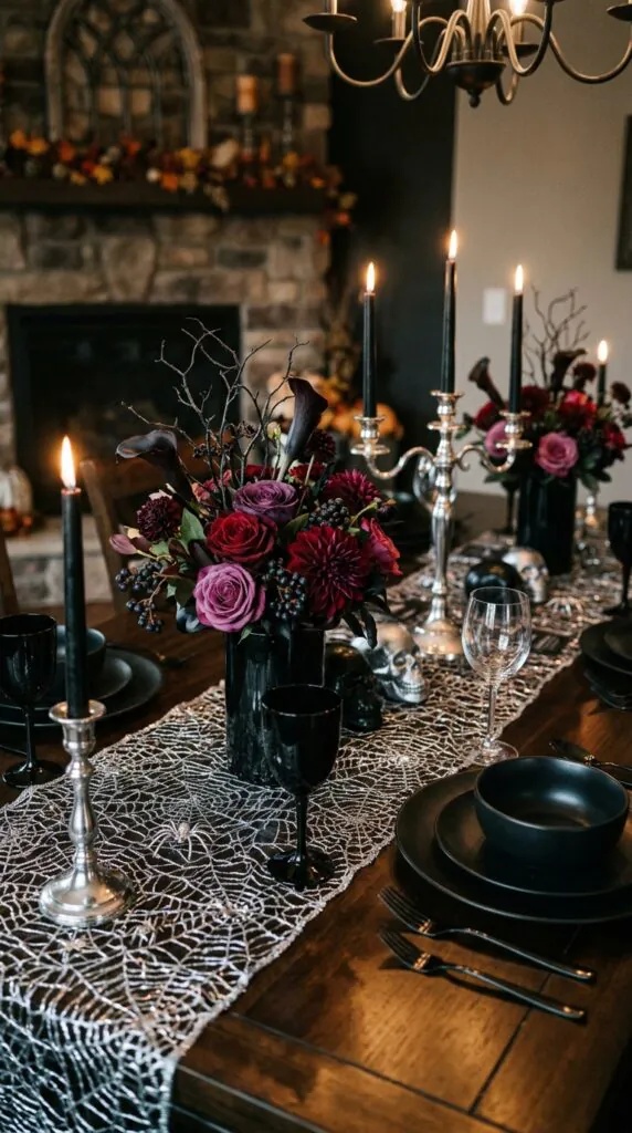 Silver Spider Web Table Runner