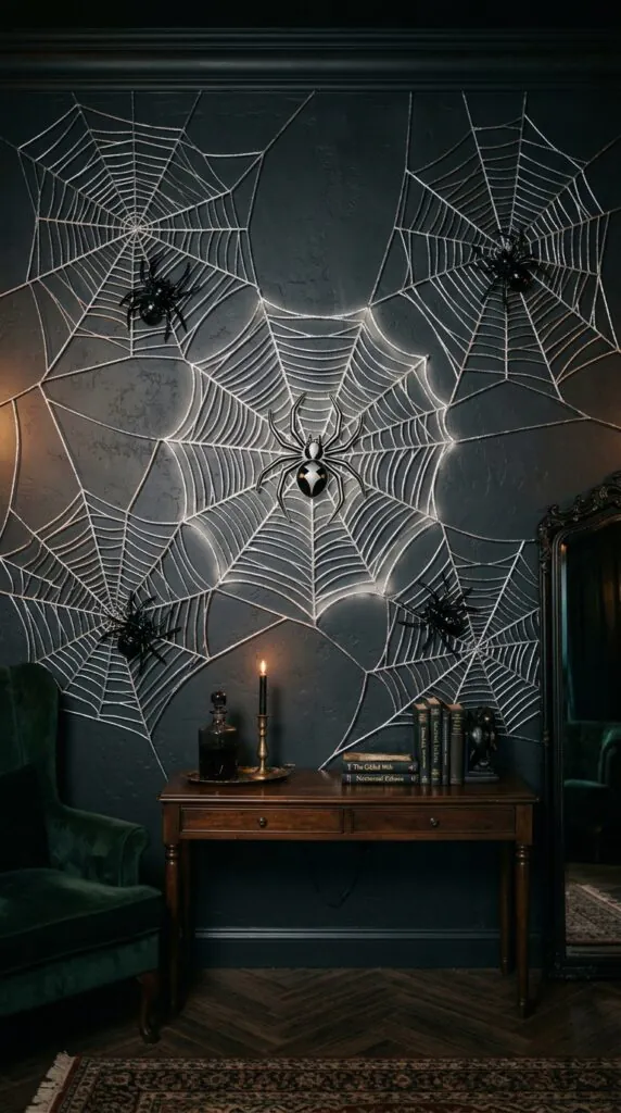 Silver Spider Web Wall Display