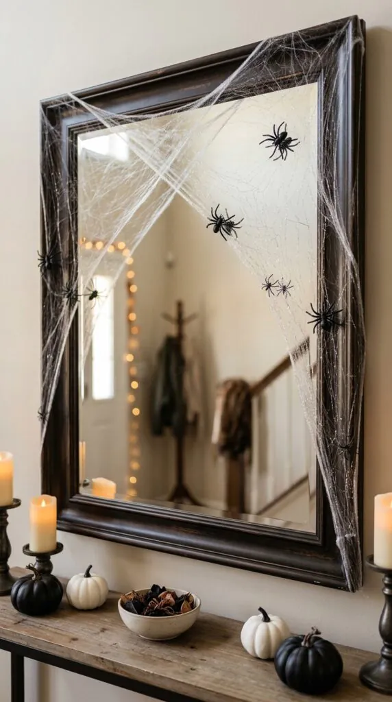Silver Web Mirror Décor